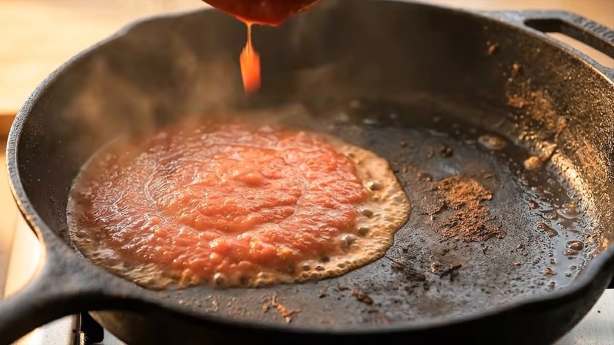 El calor no cocina el tomate: lo concentra: fotograma del vídeo de El Cuchinero Pastas