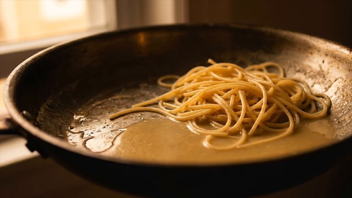 Cómo se ve una mantecatura que funciona: fotograma del vídeo de El Cuchinero Pastas