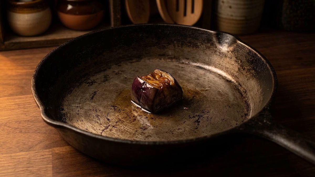 El aceite no se evaporó: se lo llevó la berenjena: fotograma del vídeo de El Cuchinero Pastas