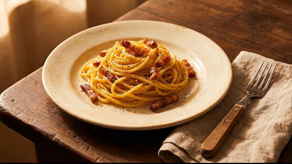 La carbonara se decide antes, no se arregla al final: fotograma del vídeo de El Cuchinero Pastas