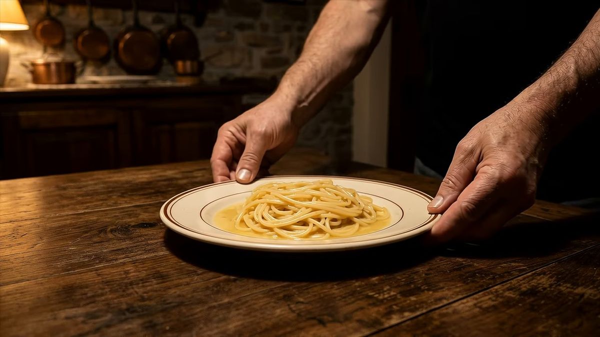 Cómo se ve un plato que ha ligado: fotograma del vídeo de El Cuchinero Pastas