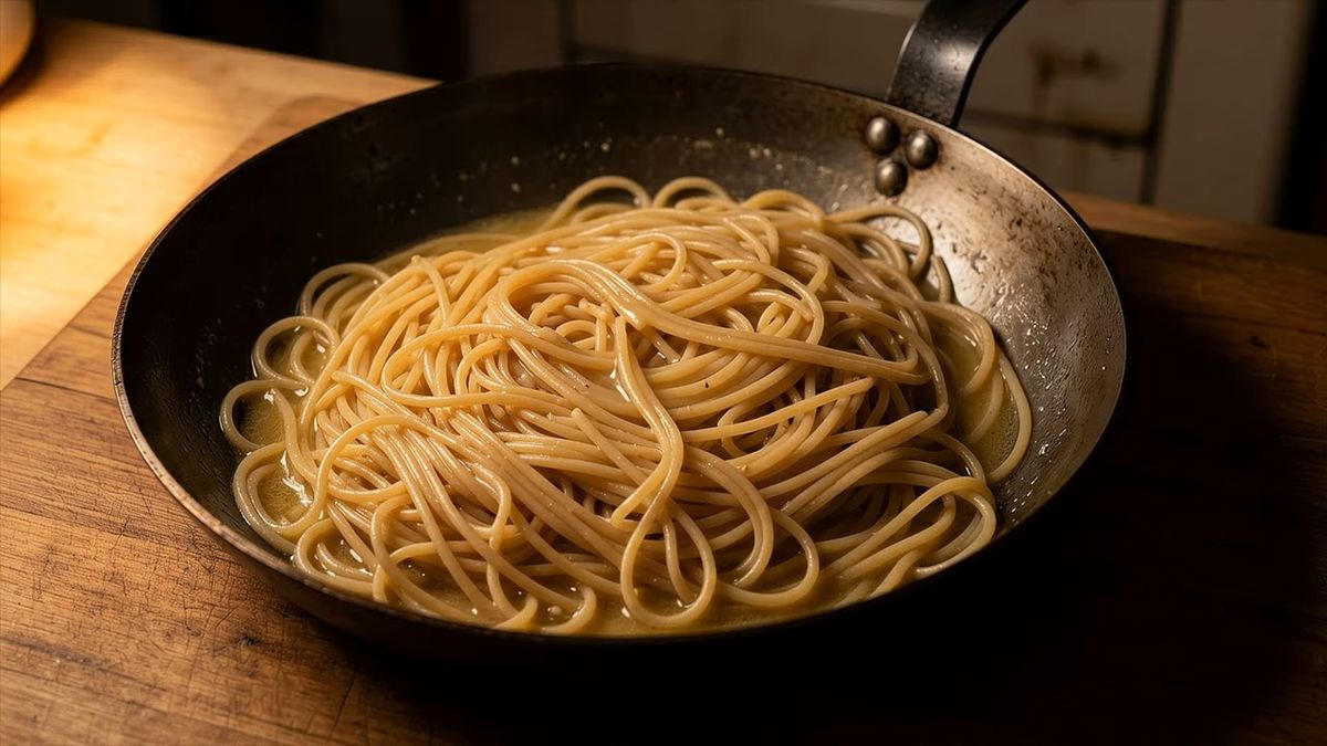 El almidón es lo que sostiene la salsa: fotograma del vídeo de El Cuchinero Pastas