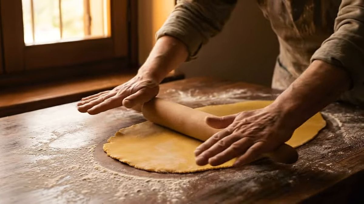 El laminado y el corte delatan la masa: fotograma del vídeo de El Cuchinero Pastas