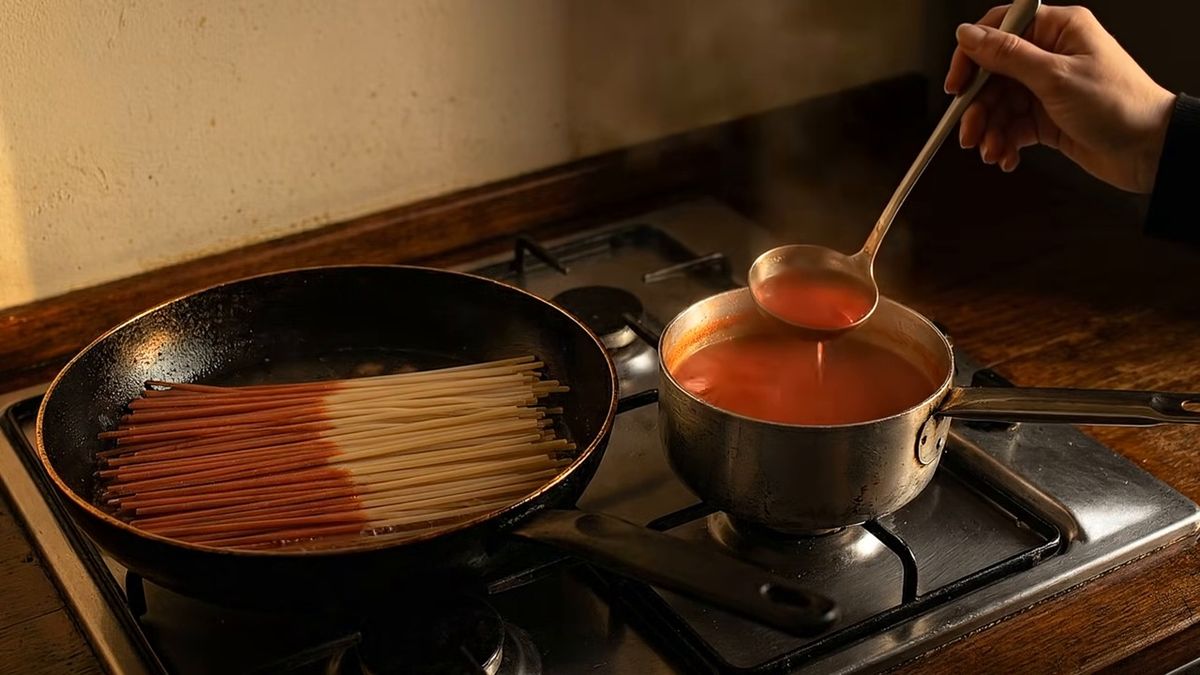 El teflón y la cuchara: los dos sabotajes: fotograma del vídeo de El Cuchinero Pastas