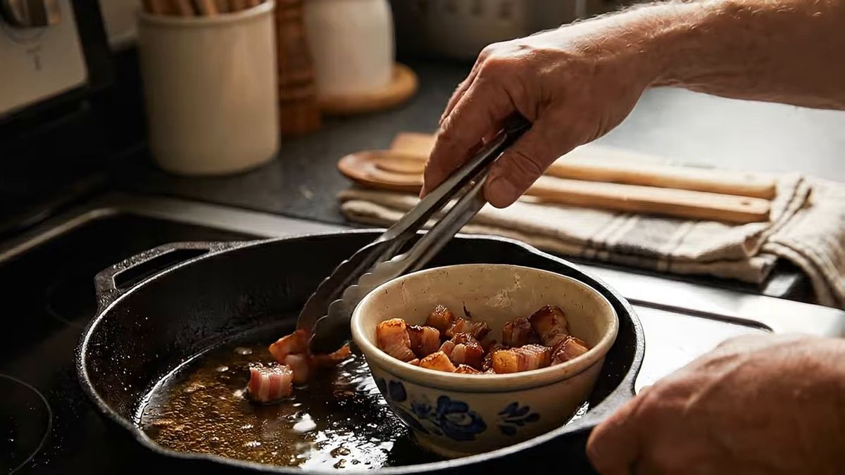 El guanciale sale antes de que entre el tomate: fotograma del vídeo de El Cuchinero Pastas